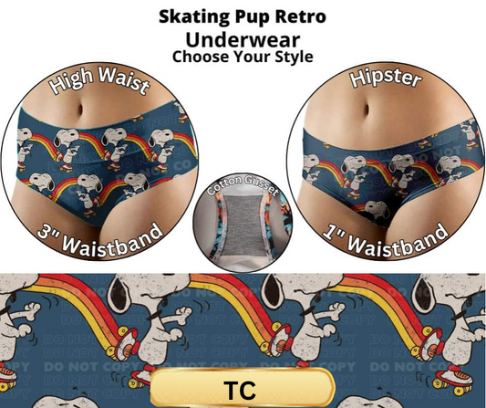 Skating Pup Retro High Waist Underwear