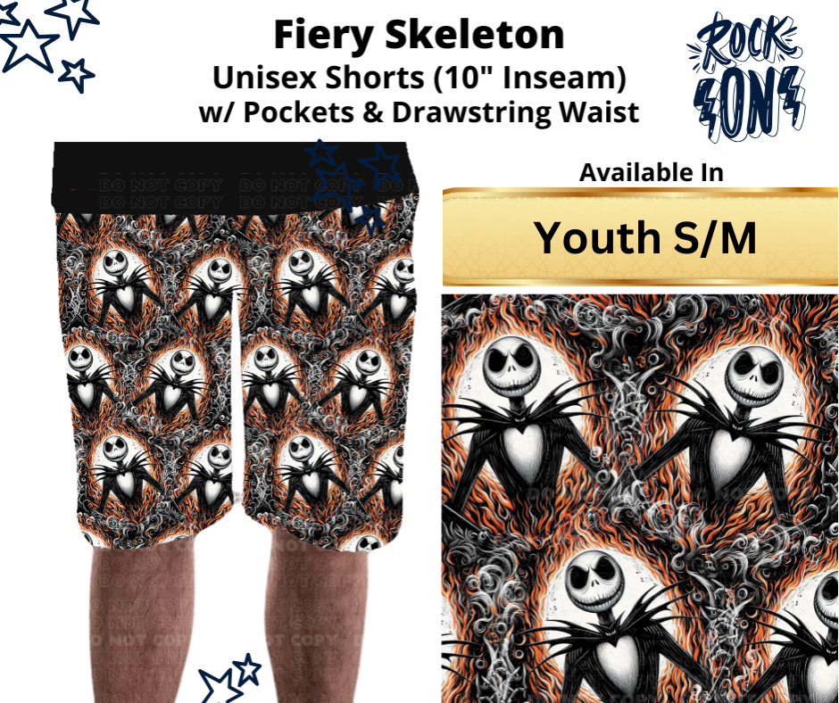 Fiery Skeleton Unisex Shorts