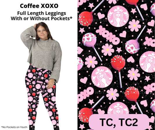 Coffee XOXO Full Length Leggings w/ Pockets