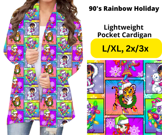 90's Rainbow Holiday Pocket Cardigan