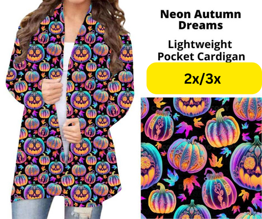 Neon Autumn Dreams Sleeveless Pocket Cardigan