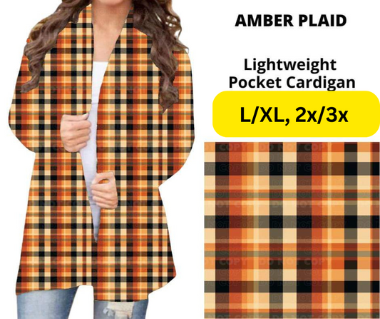 Amber Plaid Pocket Cardigan