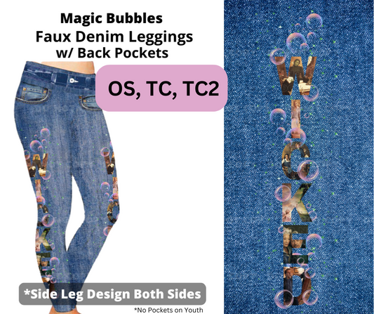 Magic Bubbles Full Length Faux Denim w/ Side Leg Designs