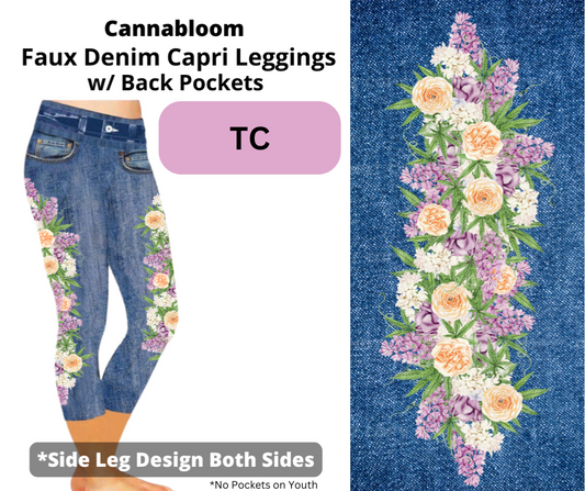 Cannabloom Capri Faux Denim w/ Side Leg Designs