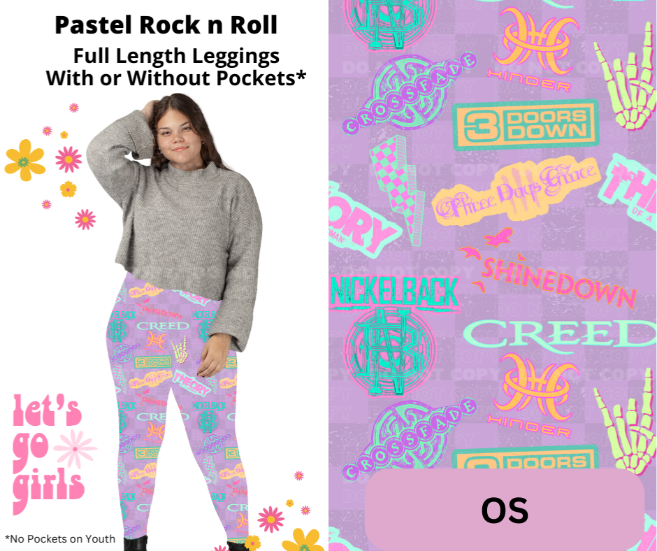 Pastel Rock n Roll Full Length Leggings w/ Pockets