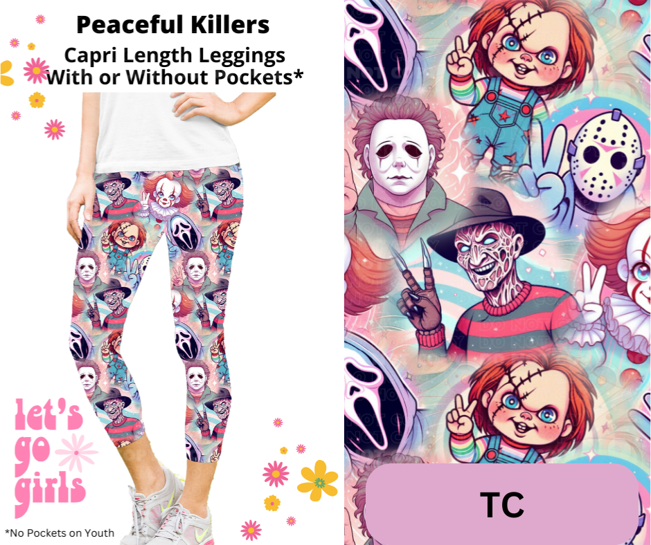 Peaceful Killers Capri Length Leggings w/ Pockets