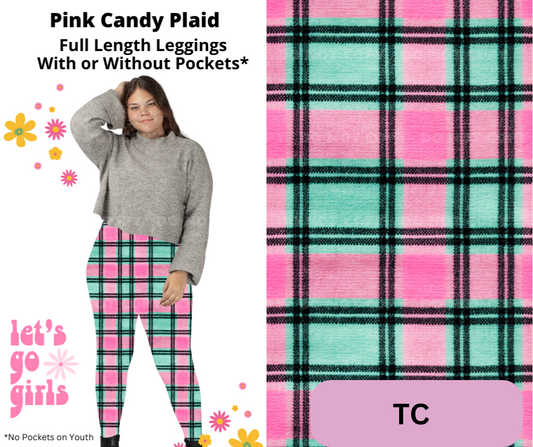 Pink Candy Plaid Full Length Leggings w/ Pockets