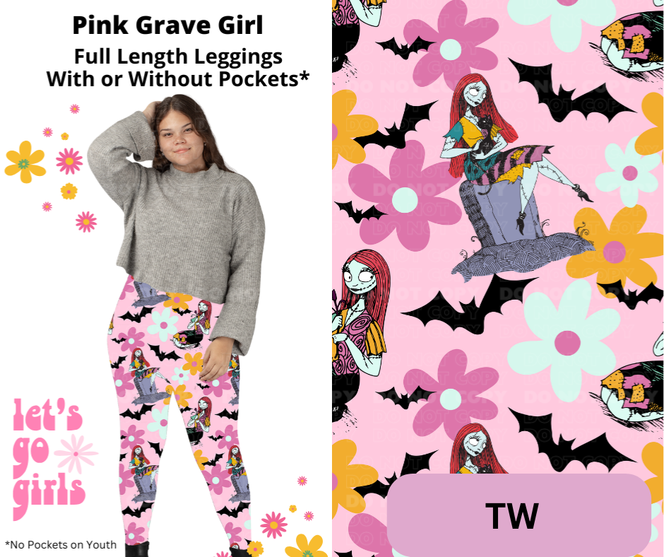 Pink Grave Girl Full Length Leggings w/ Pockets