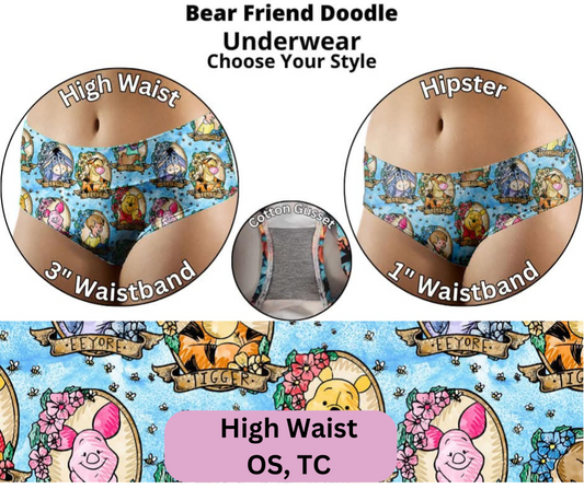 Bear Friend Doodle High Waist Underwear