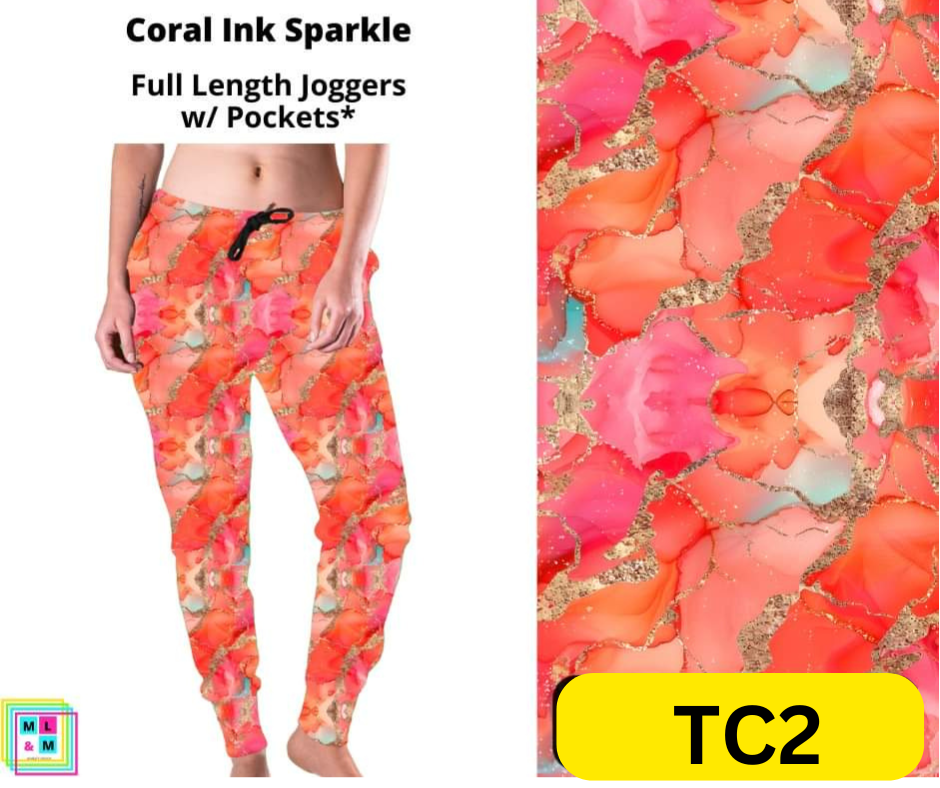 Coral Ink Sparkle Joggers