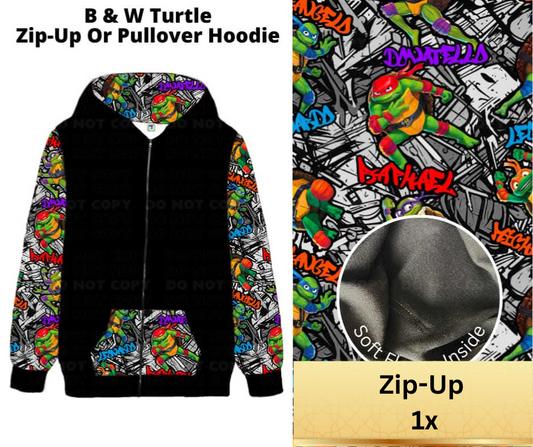 B & W Turtle Zip-Up Hoodie