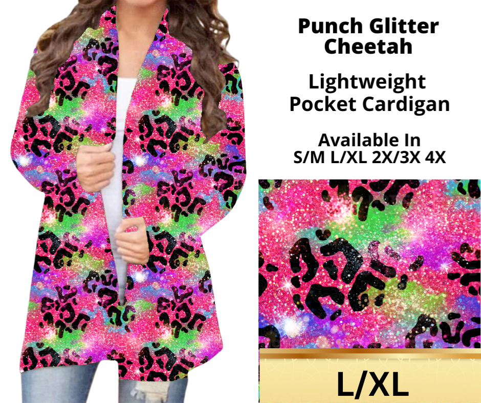 Punch Glitter Cheetah Pocket Cardigan