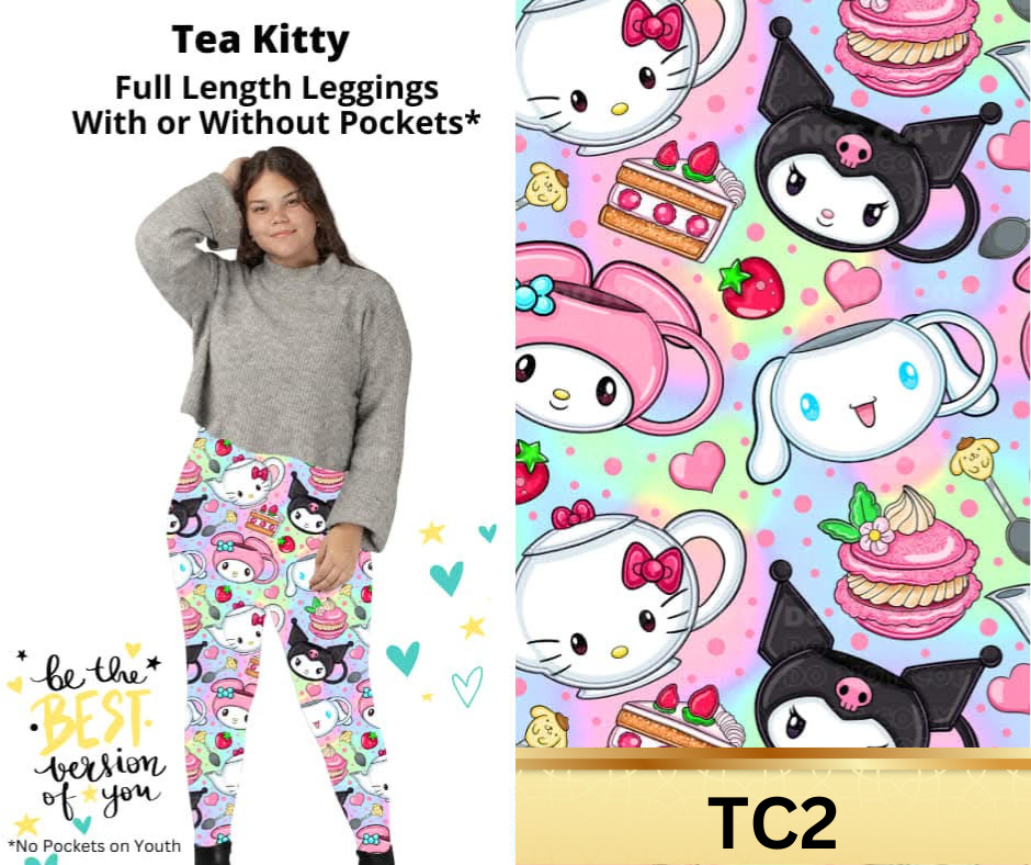 Tea Kitty Full Length Leggings w/ Pockets