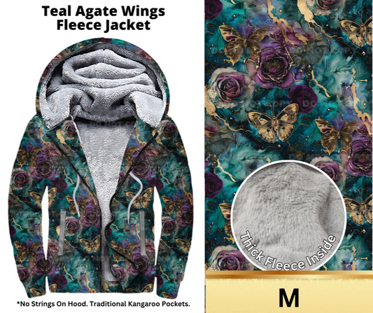 Teal Agate Wings Fleece Jackets