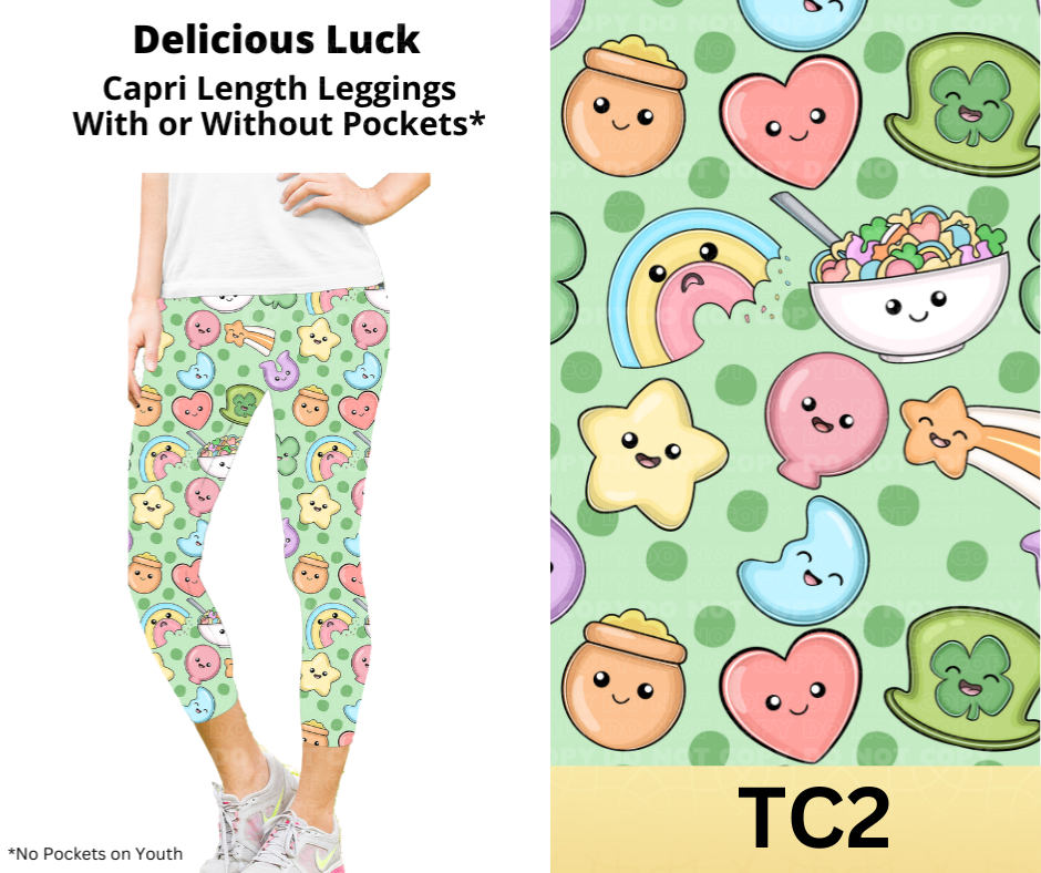 Delicious Luck Capri Length Leggings w/ Pockets