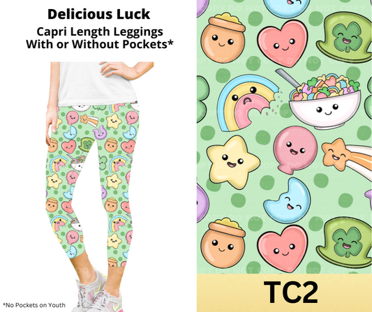 Delicious Luck Capri Length Leggings w/ Pockets