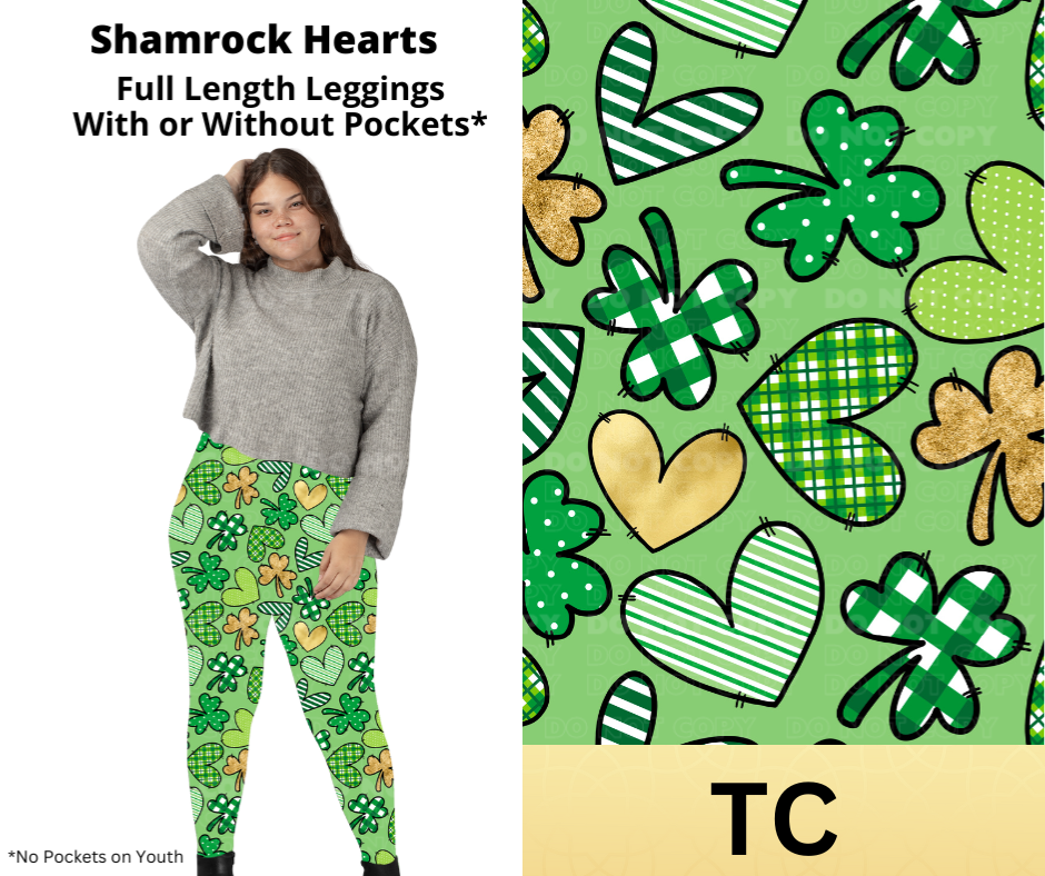 Shamrock Hearts Full Length Leggings w/ Pockets