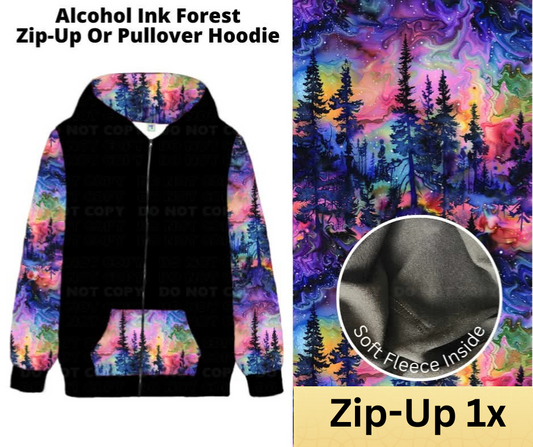 Alcohol Ink Forest Zip-Up Hoodie