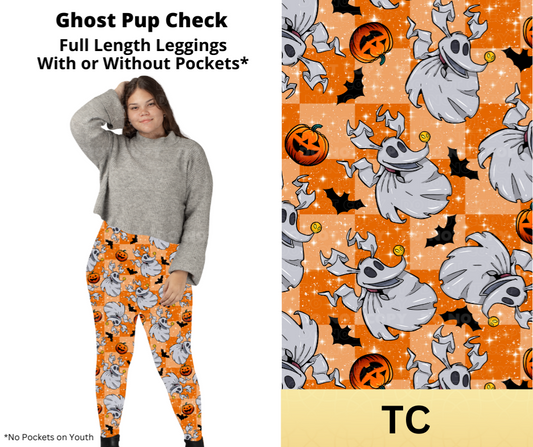 Ghost Pup Check Full Length Leggings w/ Pockets