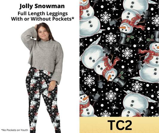 Jolly Snowman Full Length Leggings w/ Pockets