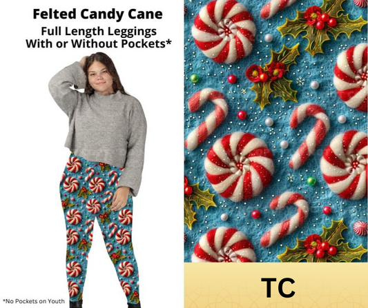 Felted Candy Cane Full Length Leggings w/ Pockets