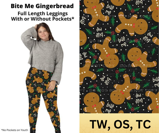 Bite Me Gingerbread Full Length Leggings w/ Pockets