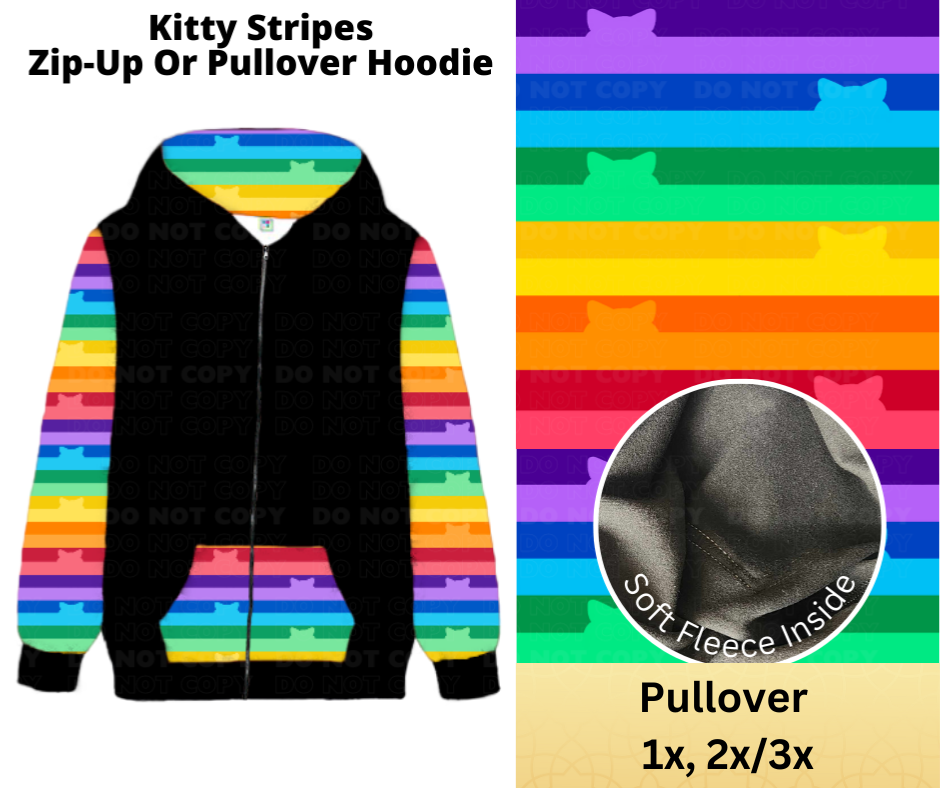 Kitty Stripes Pullover Hoodie