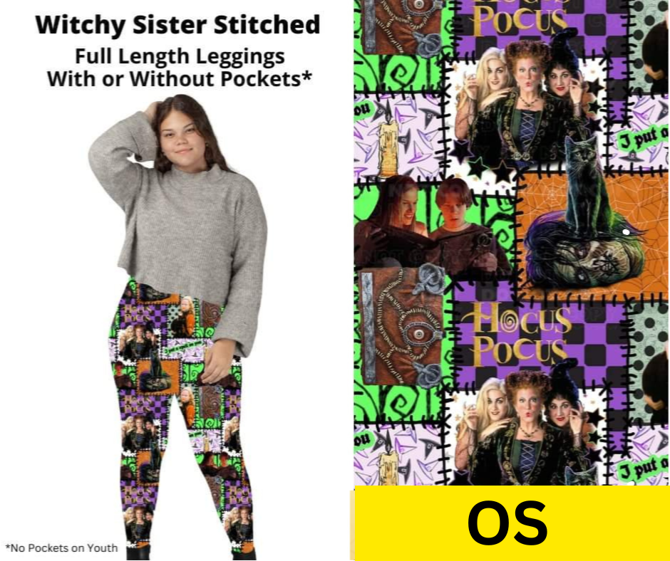 Witchy Sisters Stitched Full Length Leggings w/ Pockets