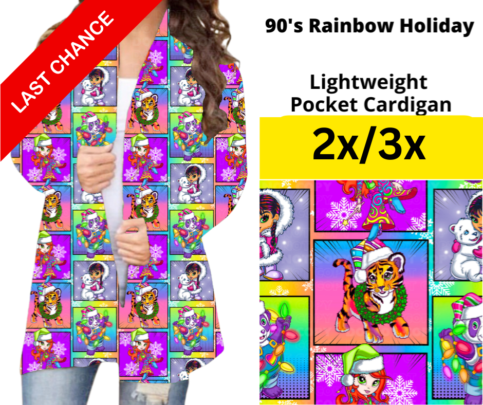 90's Rainbow Holiday Pocket Cardigan