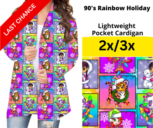 90's Rainbow Holiday Pocket Cardigan