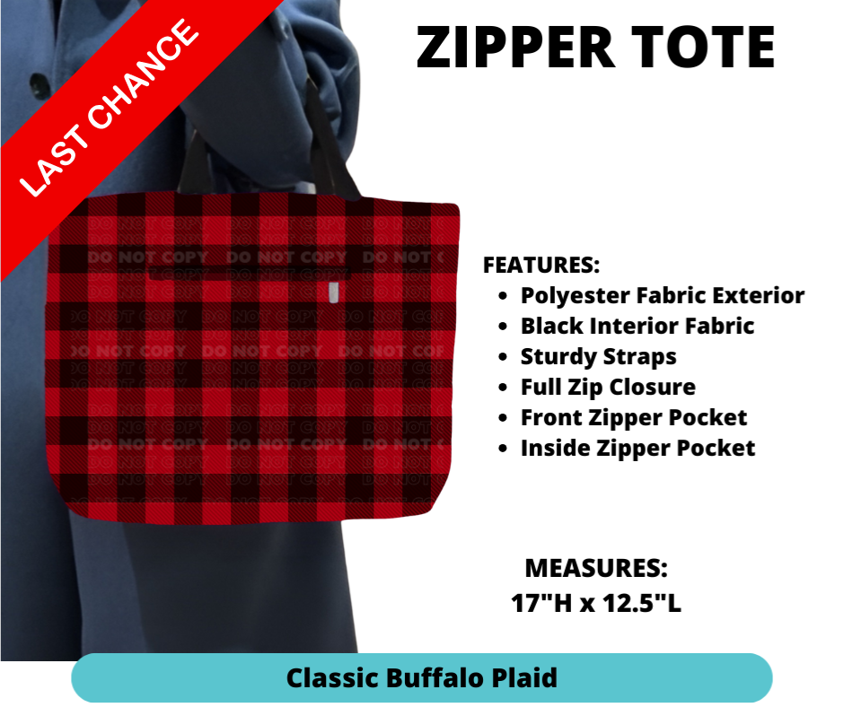 Classic Buffalo Plaid Zipper Tote