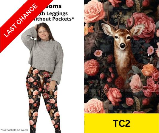 Deer Blooms Full Length Leggings w/ Pockets