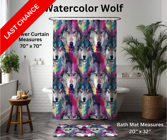 Watercolor Wolf Custom Bath Mat