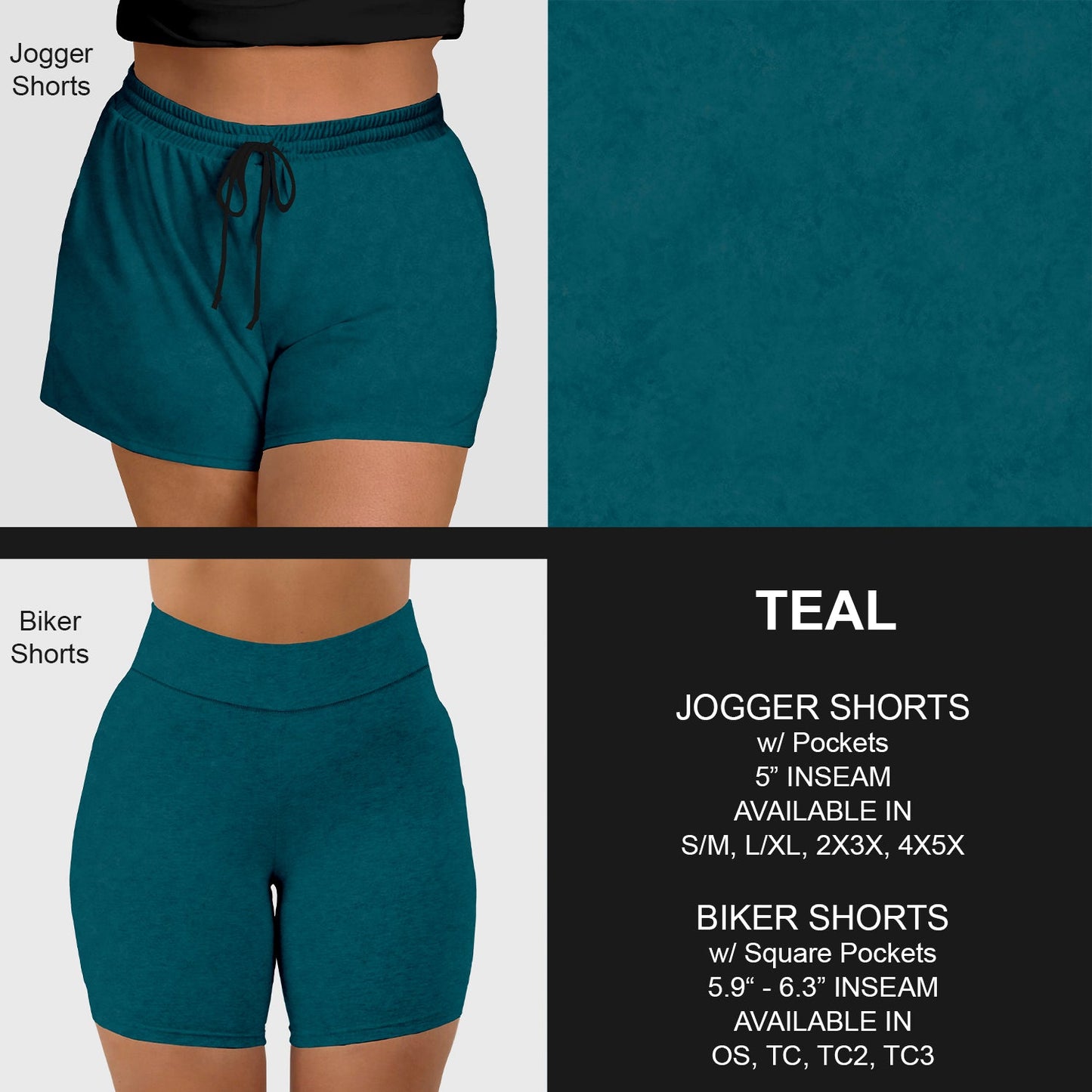 B216 - Preorder Teal Jogger/Biker Shorts (Closes 3/09. ETA: late May)