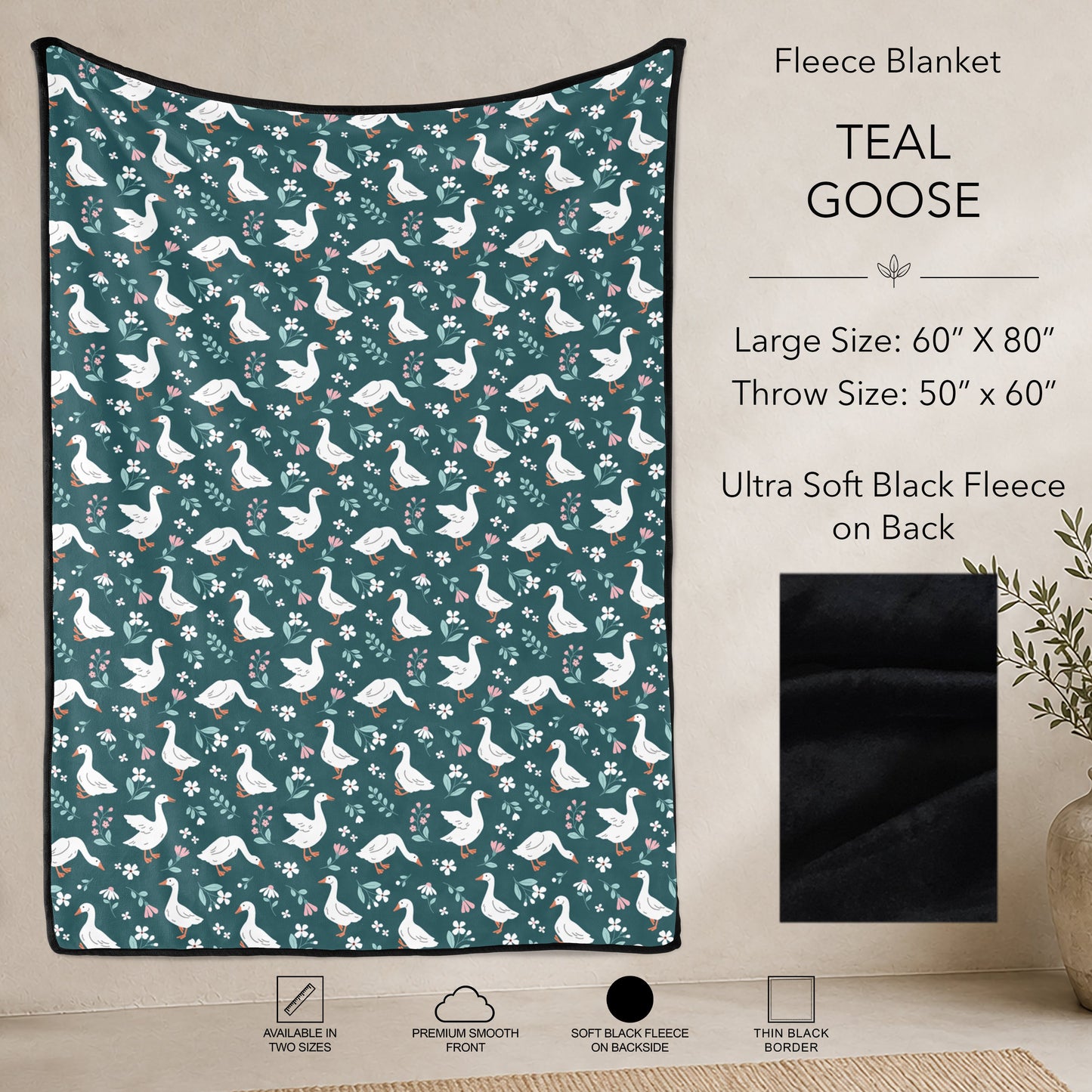 B304 - Pre-Order Teal Goose Fleece Blanket (Closes 7/31. ETA: early Oct)