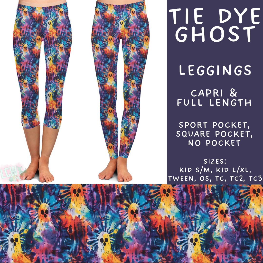 Batch #560 - Halloween 4 - Closes 7/26 - ETA late Sept - Tie Dye Ghost Full and Capri Length Leggings