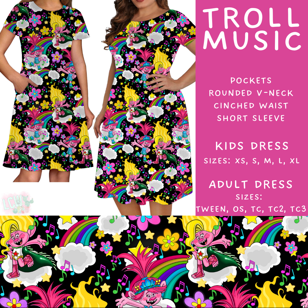 Batch #479 - Cool Characters 11 - Closes 1/21 - ETA mid/late March - Troll Music Adult & Kids Dresses