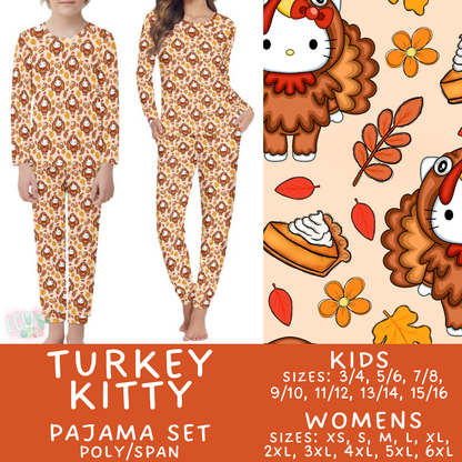 Batch #580 - Fall Family Pajamas 2 - Closes 9/4 - ETA early Nov - Turkey Kitty Women's & Kid's Pajama Set