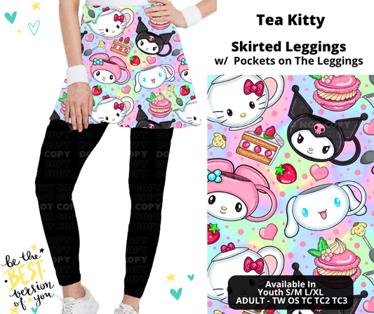 Preorder! Closes 12/25. ETA March. Tea Kitty Skirted Full Length Leggings w/ Pockets