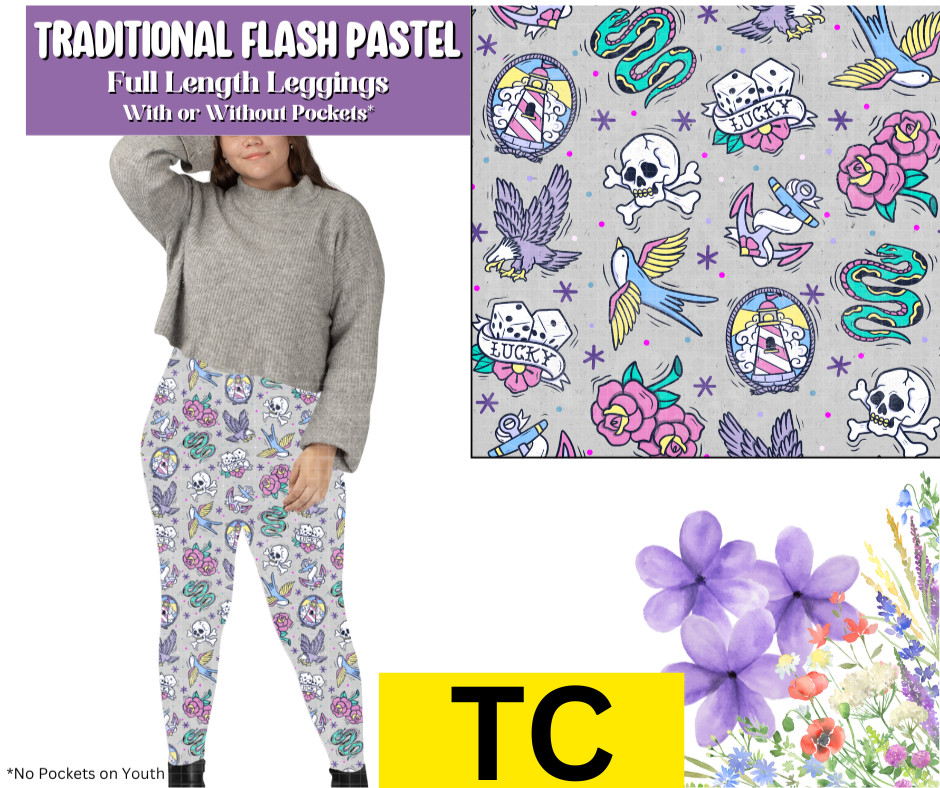 Traditional Flash Pastel Full Length Leggings w/ Pockets