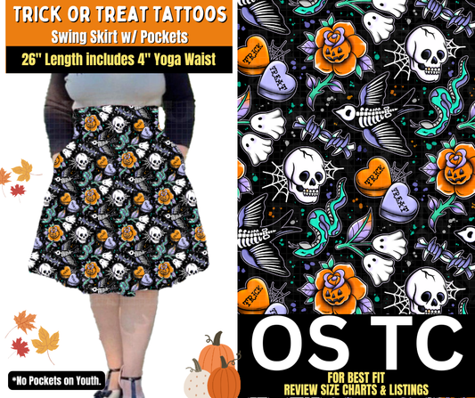 Trick Or Treat Tattoos Swing Skirt