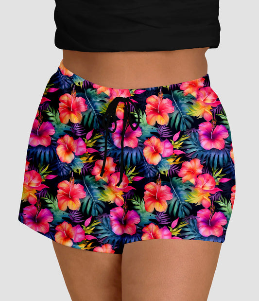 RTS - Tropical Hibiscus Jogger Shorts