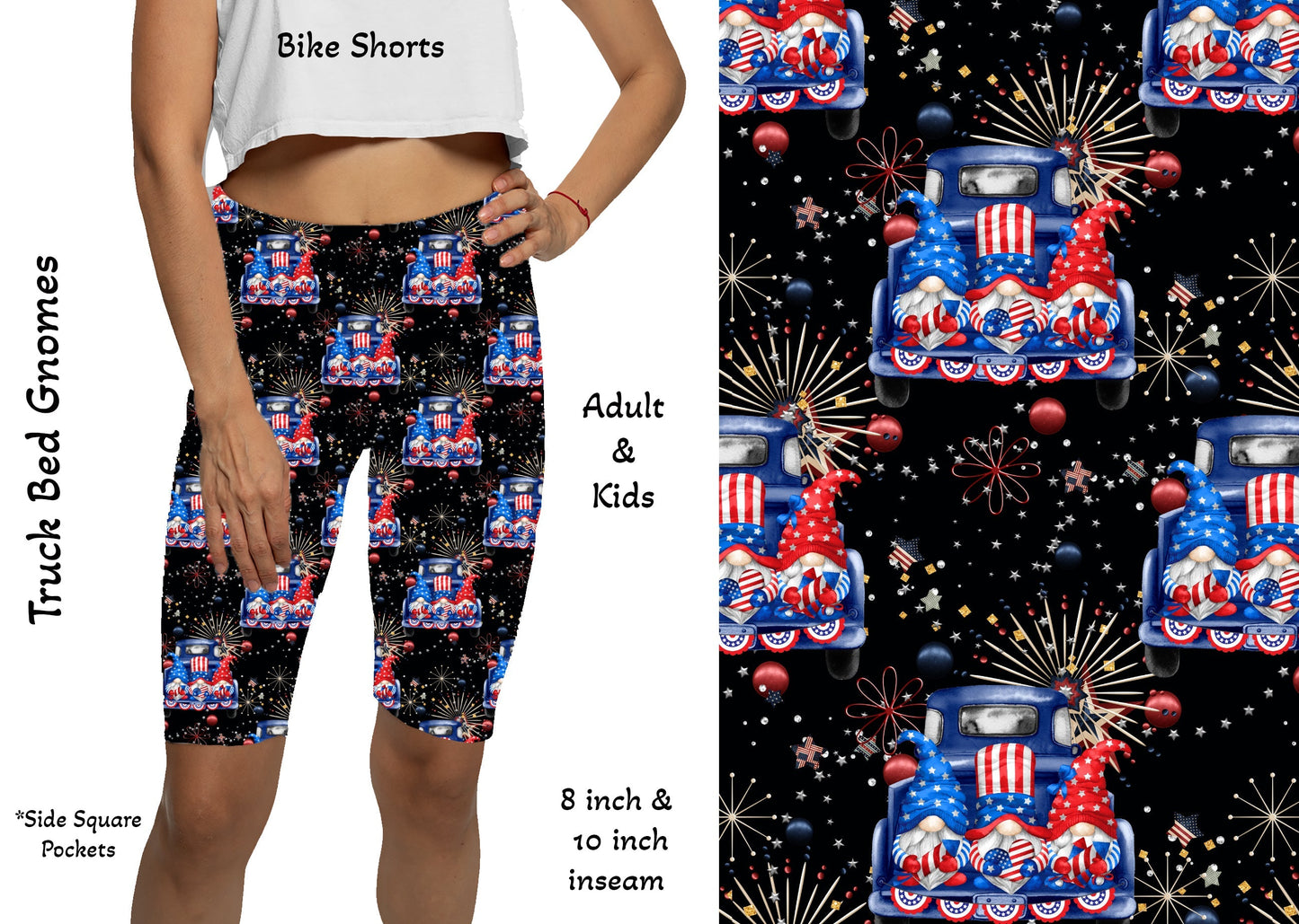 Truck bed of Gnomes 10" Yoga Bike Shorts with Pockets