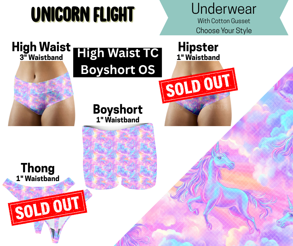 Unicorn Flight High Waist, Boyshort Underwear