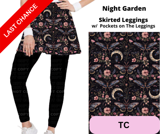 Night Garden Skirted Full Length Leggings w/ Pockets