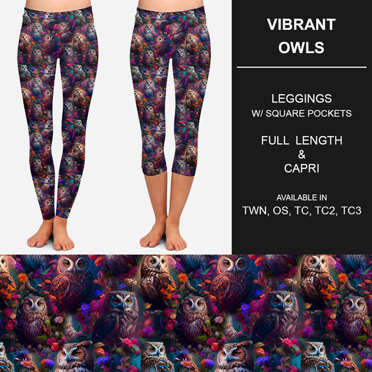 RTS - Vibrant Owl Leggings w/ Pockets