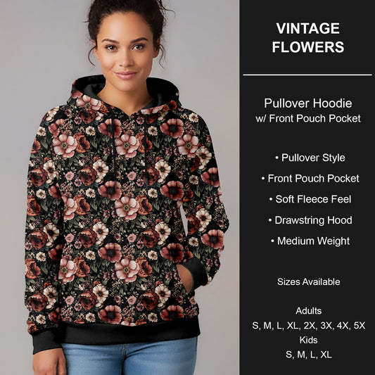 B266 - Preorder Vintage Flowers Pullover Hoodie (Closes 12/17. ETA late Feb.)