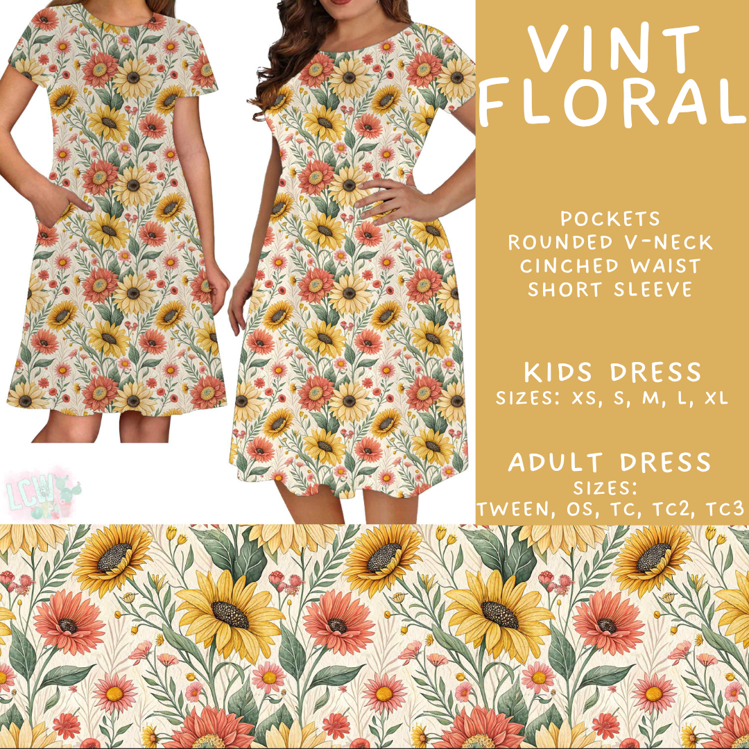 Batch #603 - September Request Run - Closes 10/26 - ETA mid/late Dec - Vint Floral Adult & Kids Dresses