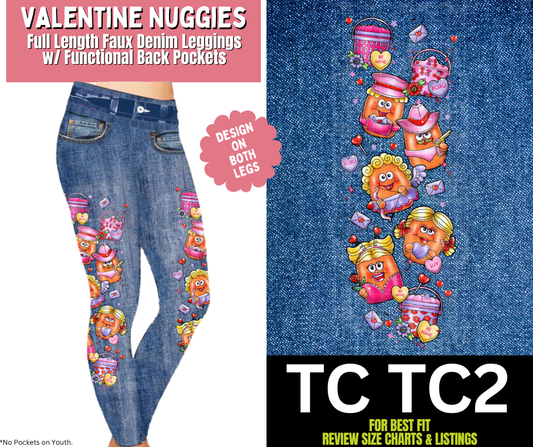 Valentine Nuggies Full Length Faux Denim w/ Side Leg Designs