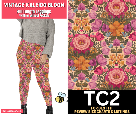 Vintage Kaleido Bloom Full Length Leggings w/ Pockets